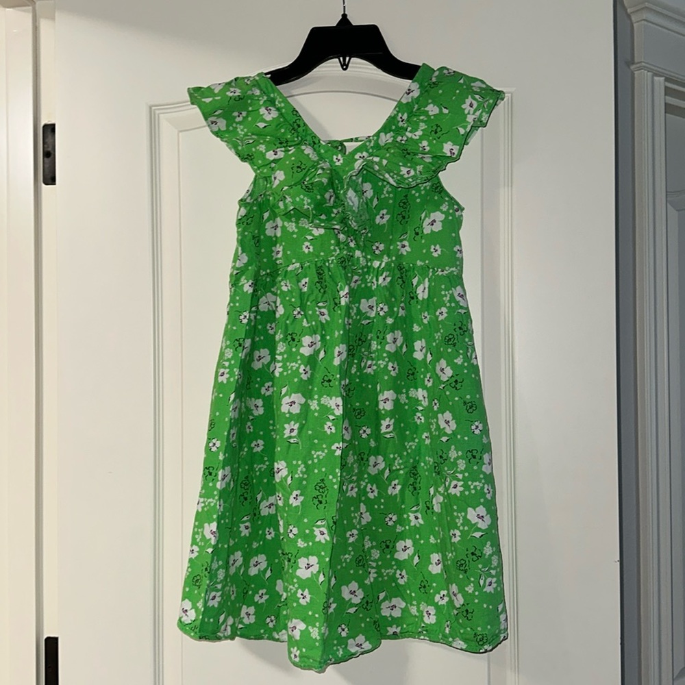 Zara green dress with white flowers , size 13-14